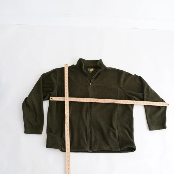 Bass Pro Shop Olive Green Zip Up Fleece Sweater XL - Picture 3 of 9